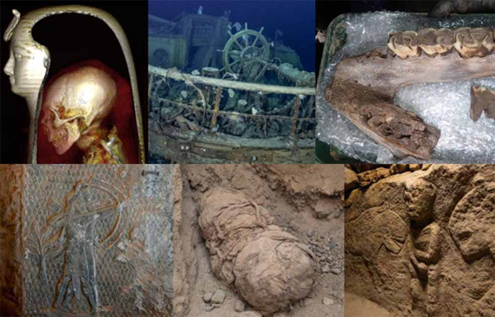 Montage of images of the finds throughout the article          Source: As cited in the article.