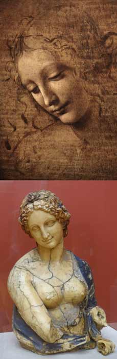 Flora isn’t the only questionable da Vinci artwork in circulating. La Scapigliata (on the left) has also been controversially attributed to the Italian Renaissance artist, just as Flora (on the right) had been until this conclusive scientific evidence determined it to be the creation of British artist Richard Cockle Lucas. (Left: Public domain / Right: Public domain)