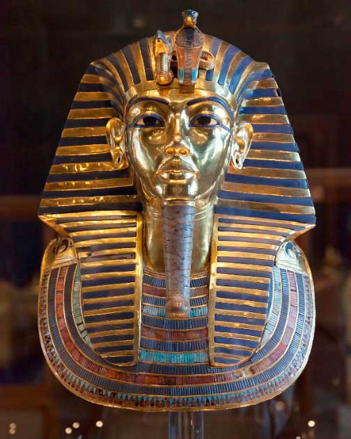 The famous funerary mask of Tutankhamun, 18th-dynasty ancient Egyptian Pharaoh, utilized large amounts of lapis lazuli (Roland Unger / CC BY SA 3.0)