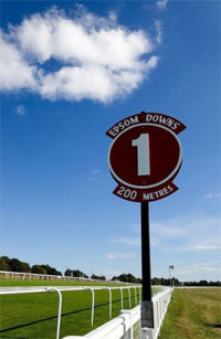 The one furlong marker at Epsom Downs race course