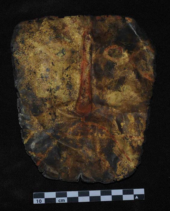 A gold mask found in the caves of Samdzong, Nepal.