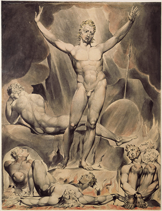 William Blake's illustration of Satan as presented in John Milton's Paradise Lost. 