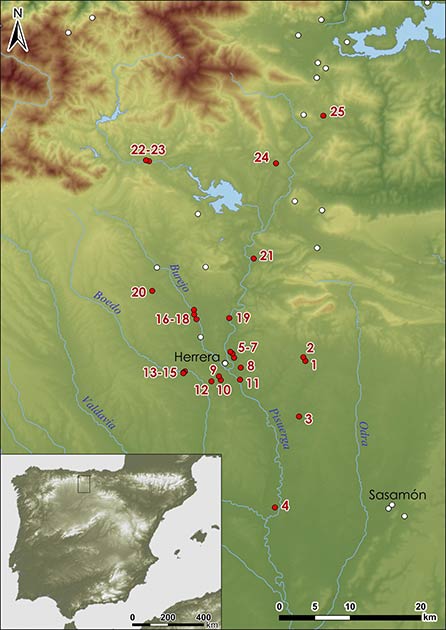Roman bases found with high-tech scanning and imaging techniques in the area around Castile, Northern Spain, as published in the recent breakthrough research paper. (RomanArmy.eu)