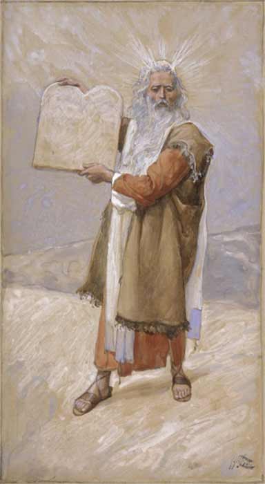 Moisés y los Diez Mandamientos por James Tissot (1896-1902) Museo Judío, Nueva York. (Dominio publico)