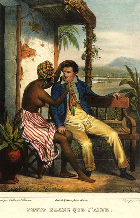 El subtítulo dice "el blanquito que adoro." Los matrimonios mixtos entre africanos y europeos crearon una población criolla multirracial en Santo Domingo. (Julien Vallou de Villeneuve/CC BY-SA 4.0)