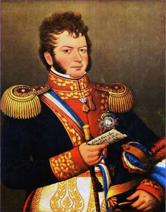 Portrait of Bernardo O'Higgins holding the Chilean Constitution, by José Gil de Castro. Instituto Geográfico Militar de Chile (Public Domain)