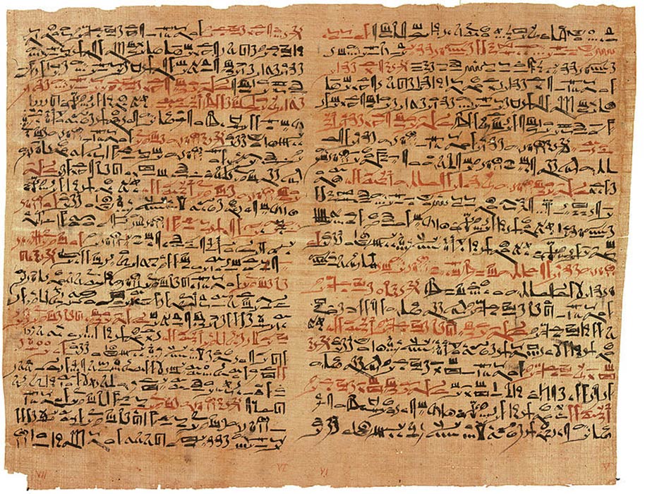The Edwin Smith Papyrus documents ancient Egyptian medicine, including the diagnosis and treatment of injuries (Public Domain)