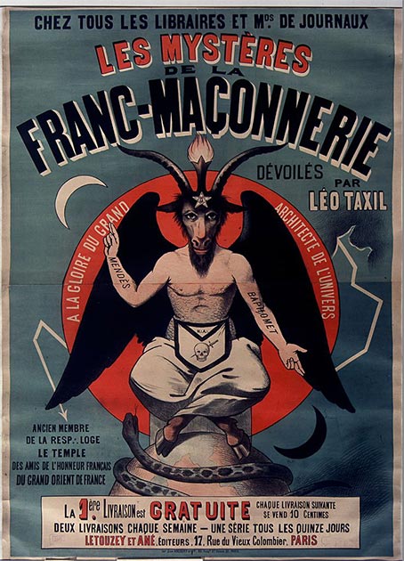 1896 spiritual fight -poster for anti-freemasonry book, promoting the Taxil Hoax. (Ancalagon / Public Domain)