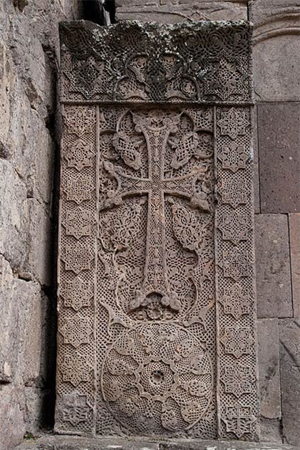 A khachkar, is an Armenian cross-stone characteristic of medieval Christian Armenian art. (Inna / CC BY)