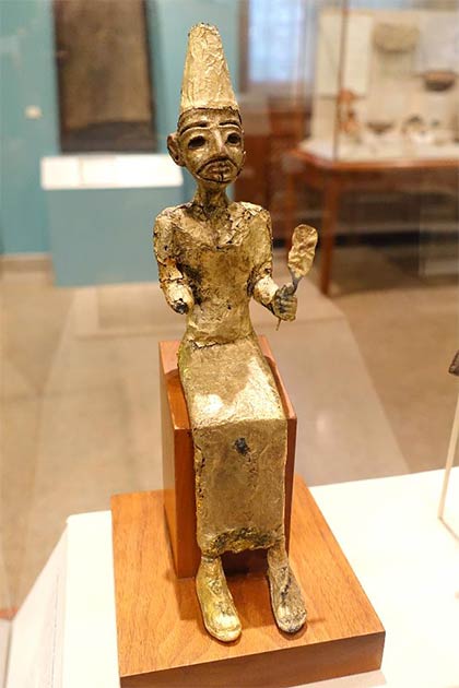 El, the Canaanite creator deity, Megiddo, Stratum VII, Late Bronze II, 1400-1200 BC, bronze with gold leaf - Oriental Institute Museum, University of Chicago. (CC0)