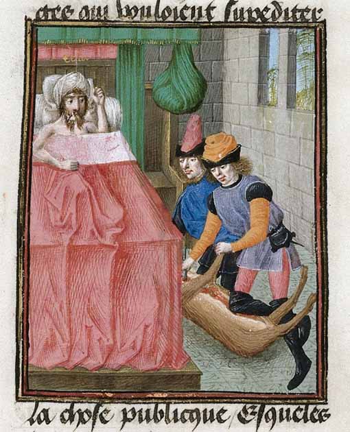 Haruspicy was a job based in the superstition of reading entrails. Haruspices interpreting a dream of Julius Caesar, circa 1473 (Public Domain)