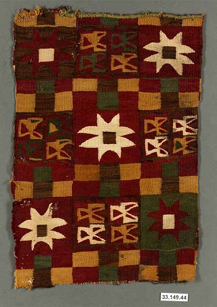 Inca tapestry panel with stars, made with camelid hair and cotton, 15th–16th century, Peru. (Metropolitan Museum of Art / Public Domain)