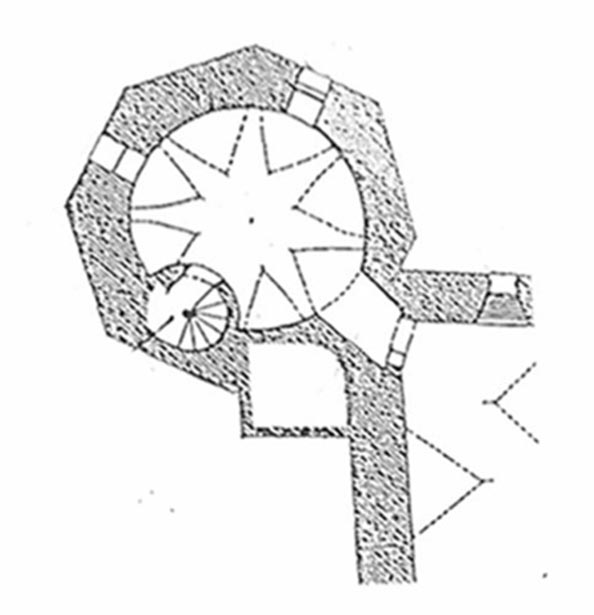The alchemical tower’s basement plan with the Sun in the center and Earth orbiting it?