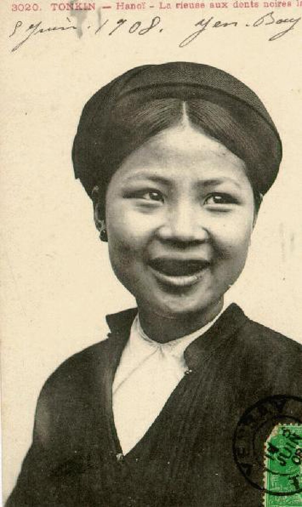 A Tonkin woman with black-painted teeth, 1908