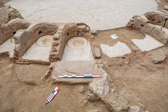 Part of the public bathhouse uncovered in Alexandria, Egypt