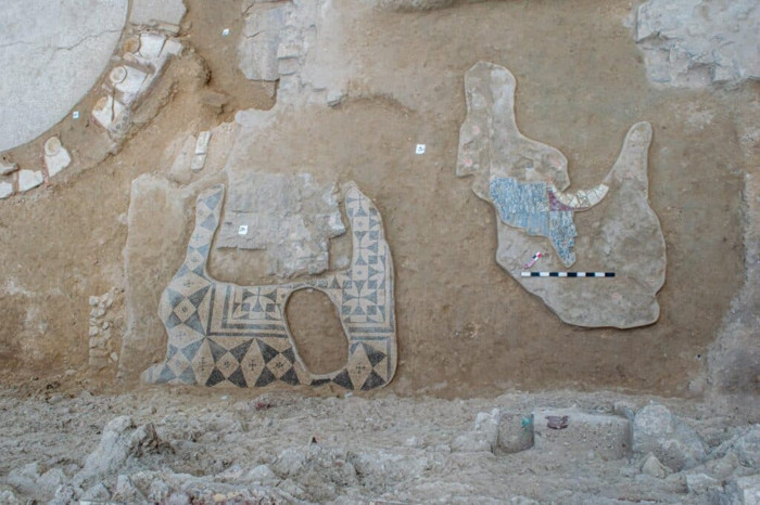 Surviving fragments of intricate mosaic flooring