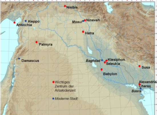 Location map for Alexandria/Charax in southern Iraq