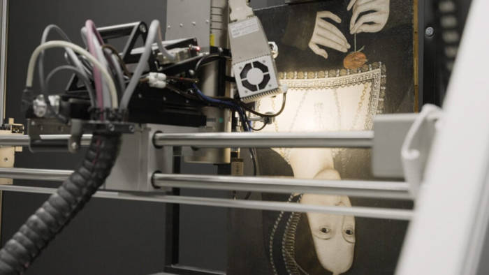 Portrait of Anne Boleyn being scanned