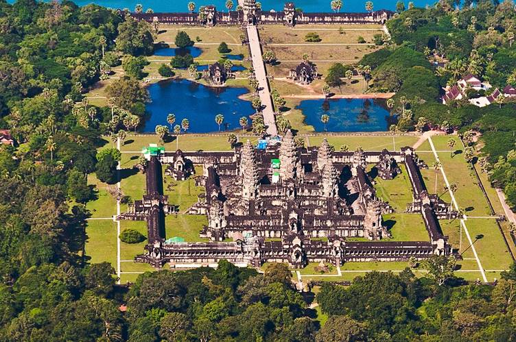 Ariel view of Angkor Wat the temple complex at Angkor, Cambodia