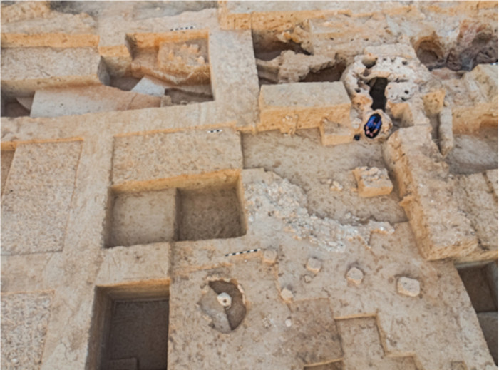 Excavated remains of the Iron Age pottery workshop in Area U at Tel Yavne.