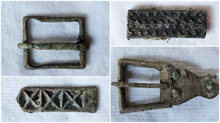 Belt and buckle fixings found at the burial site.