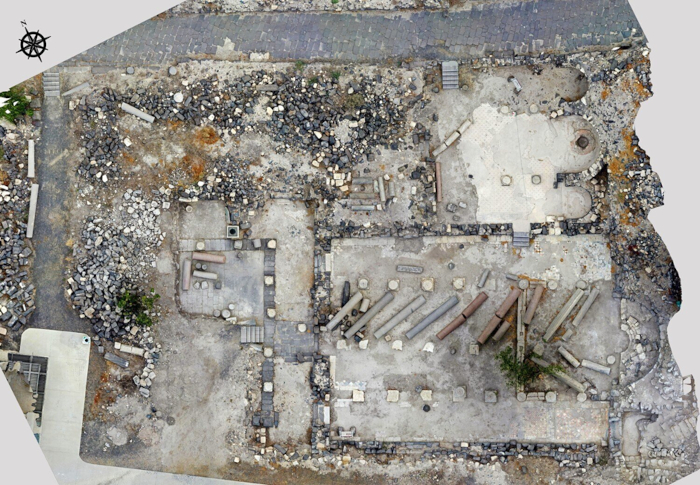 Photogrammetric aerial view of the Hippos cathedral excavation site.
