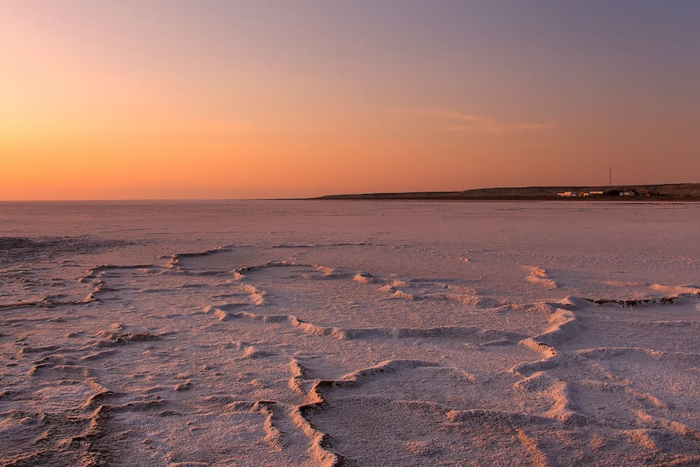 Sunset over the desolate yet hauntingly beautiful Barsakelmes Nature Reserve