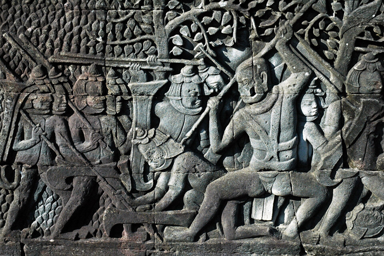 Bas relief of battle Angkor Archaeological Park