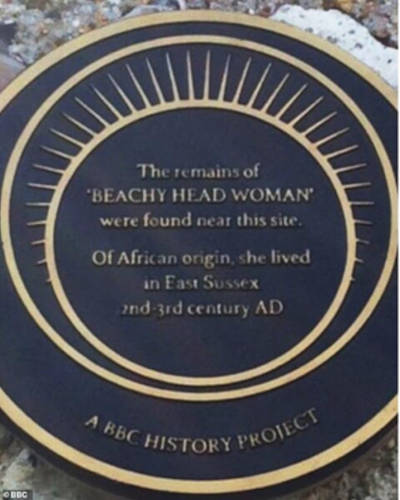 Original plaque for the site of where the woman's remains were found near Beachy Head, East Sussex,, UK.