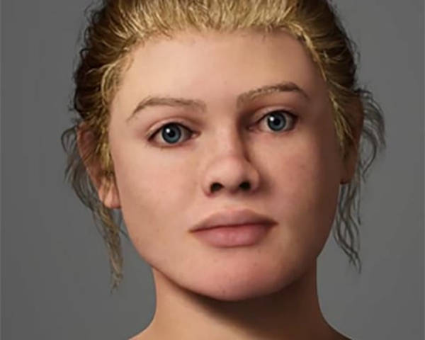 Revised Beachy Head Woman reconstruction with white skin.