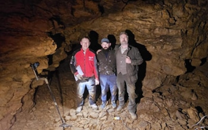 David Green, Martin Whitton and Tom Smith inside one of the tunnels.