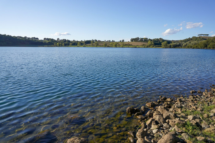 Lake Mezzano occupies the crater of an extinct volcano in the Tuscia region of northern Lazio
