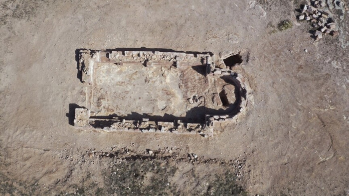 Arial view of the religious building at Meryem Ana Mountain 
