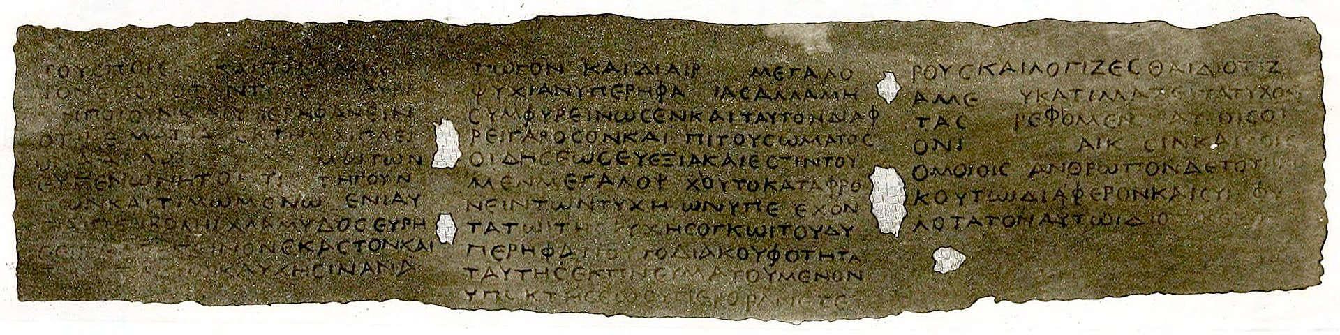Carbonized Greek papyrus from the Villa of the Papyri, Herculaneum, preserved by the eruption of Mount Vesuvius in AD 79