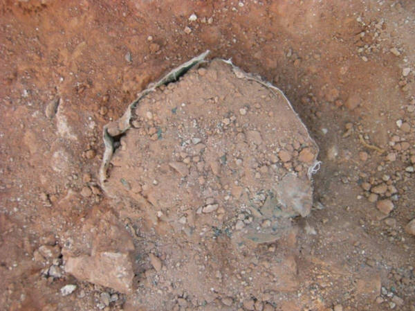 The sitella vessel in situ at the find site.