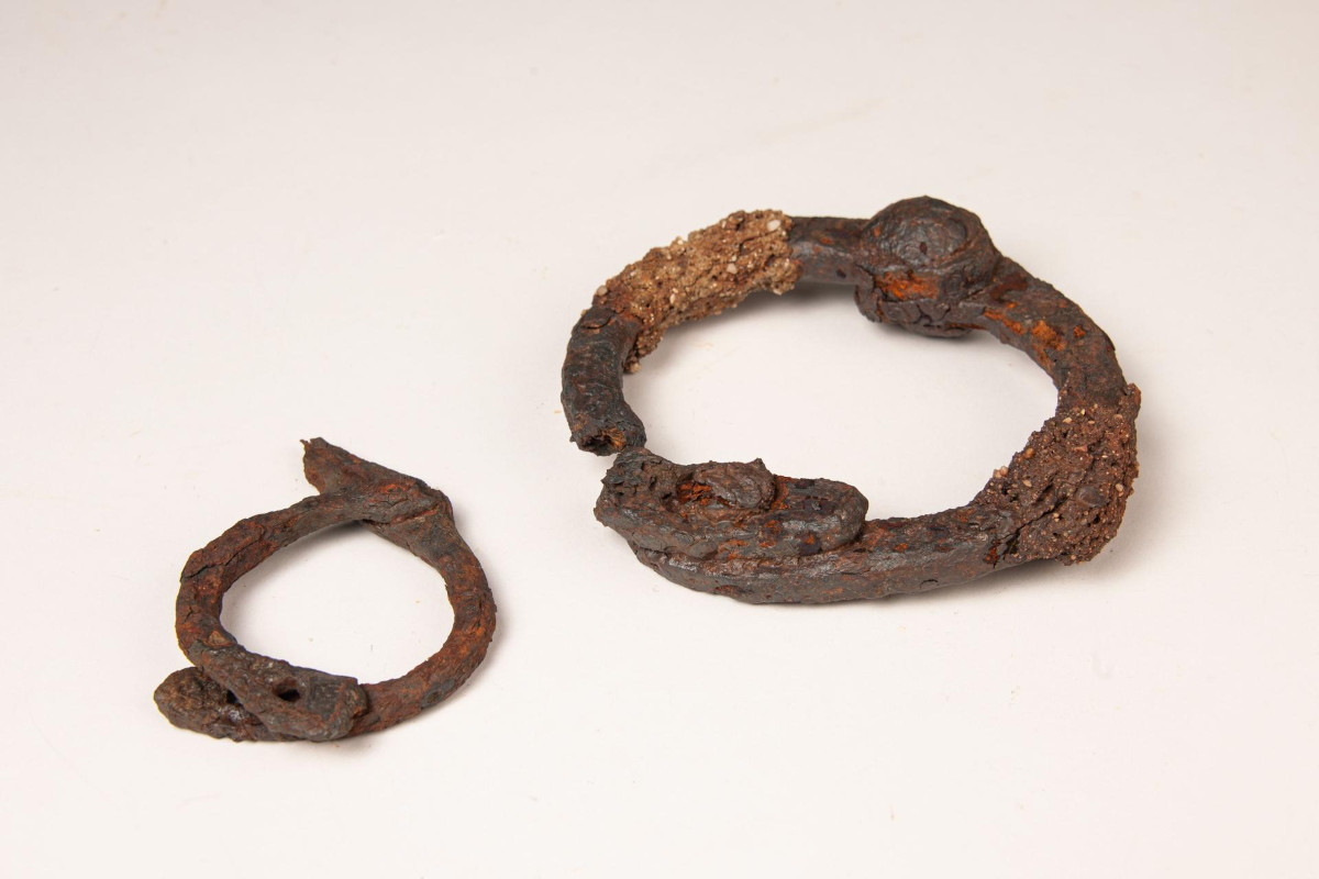 A pair of the 2,300-year-old Celtic iron shackles