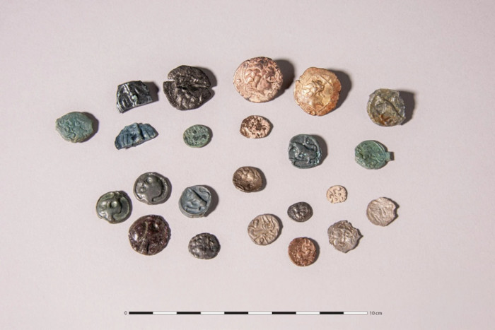 A collection of Gallic coins recovered at the Allonnes location