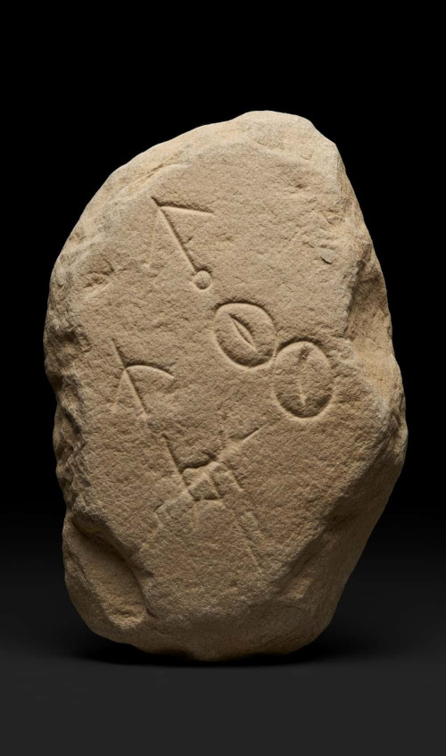 AI reconstruction of petroglyphs, based on the historical illustration of the Track Rock petroglyphs in James Mooney’s documentation.