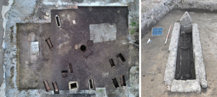 The cemetery at&nbsp;Pontecagnano Faiano, Italy. Right, child grave. 
