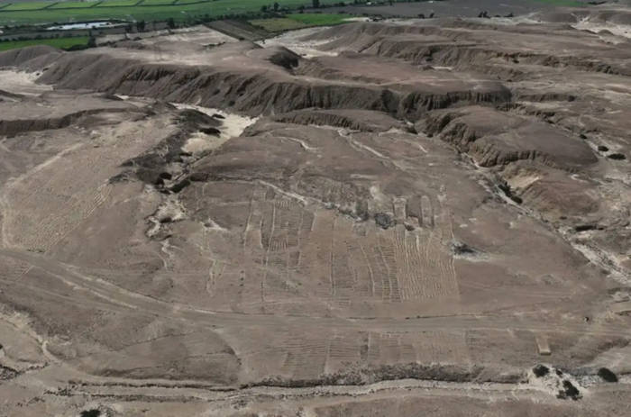Aerial view of some of the extensive agricultural and ritual complexes at Chicama