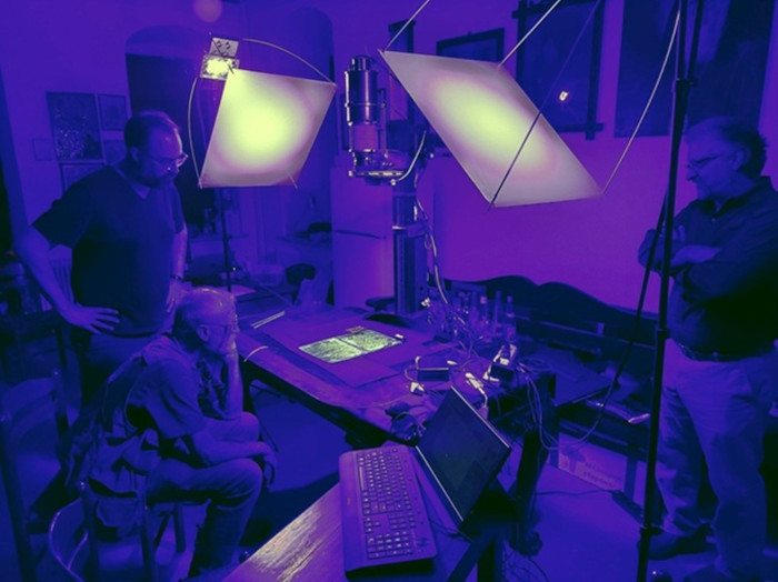 Codex H manuscript page under multispectral imaging, 