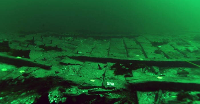 The huge medieval cog shipwreck.