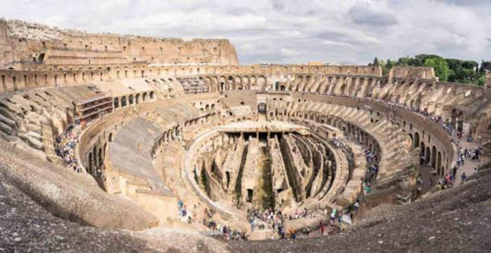 The Colosseum, Rome, with central underground areas exposed