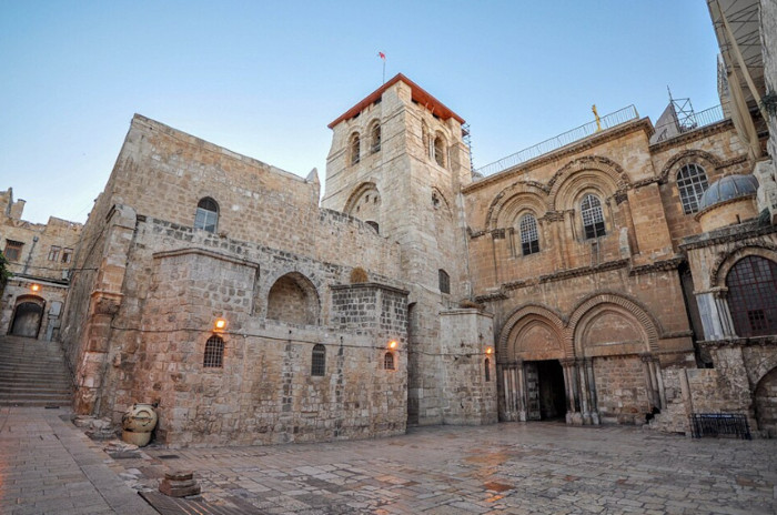 Main entrance of the Church of the Holy Sepulchre in Jerusalem
