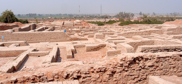 A view of Mohenjo-daro ruins from the stupa mound, Sindh, Pakistan 