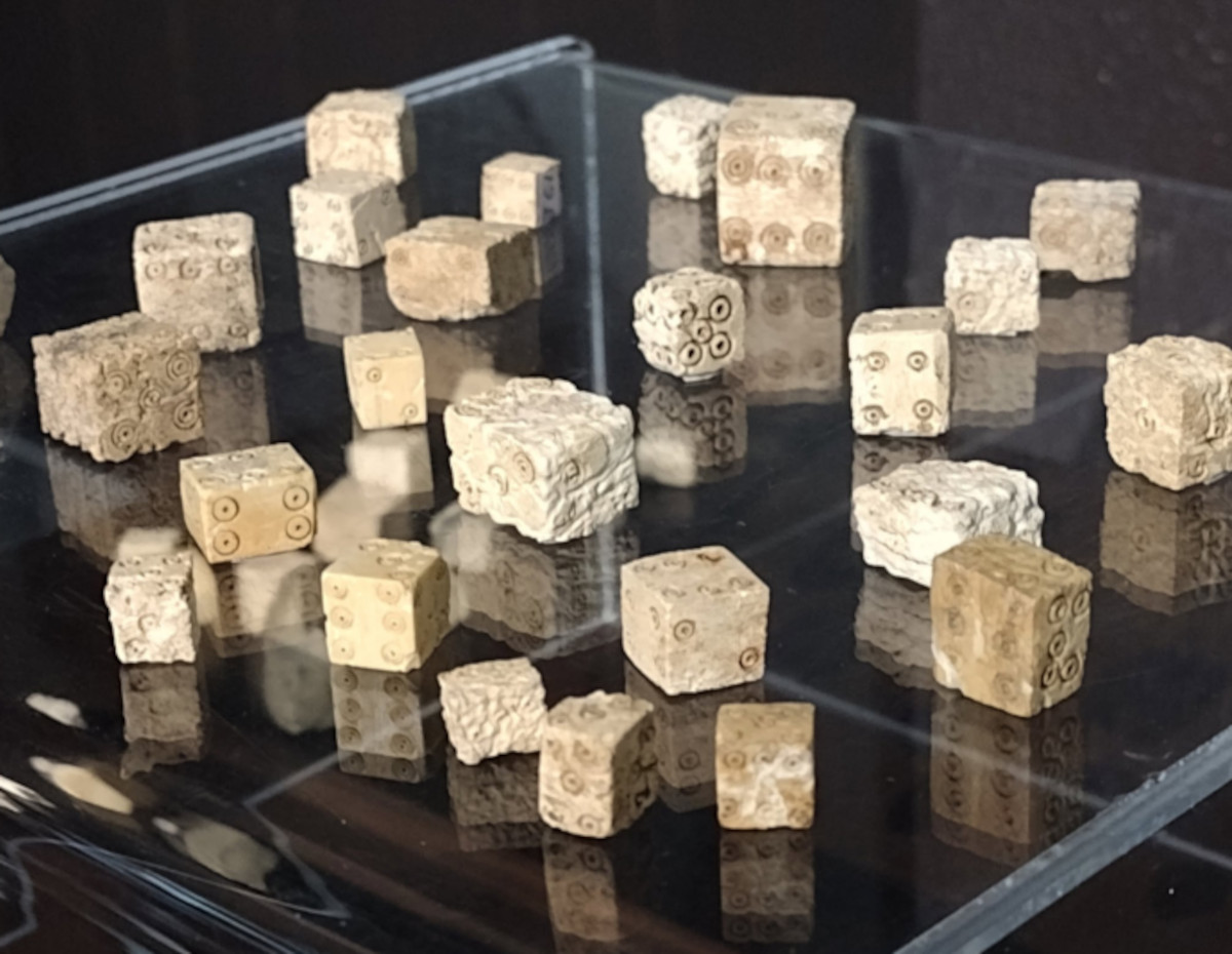 Some of the hundreds of dice found at the Gallo-Roman town of Grand.