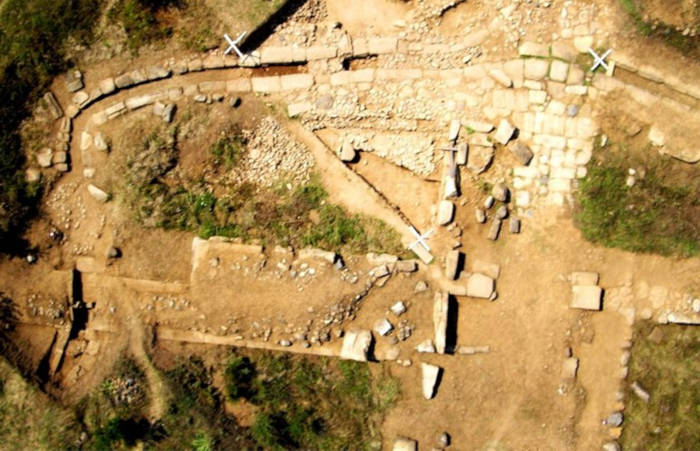 Ariel view of an excavation area in Pistiros, Bulgaria