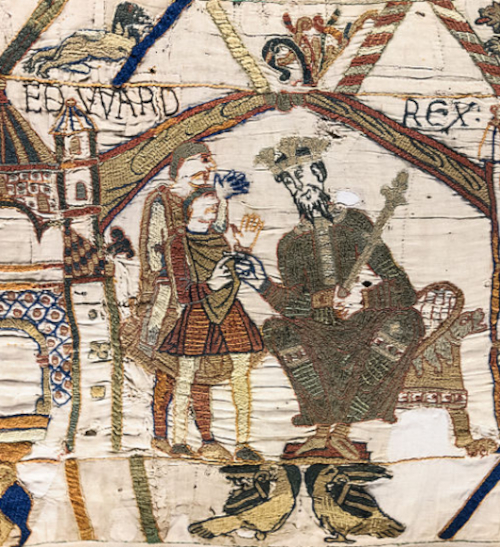 Edward the Confessor depicted on the opening scene of the Bayeux Tapestry