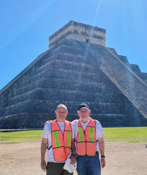 Researchers by El Castillo, Chichen Itza.