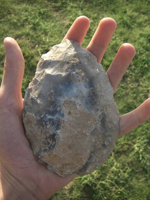 One of the handaxes discovered by archaeological excavation at Boxgrove